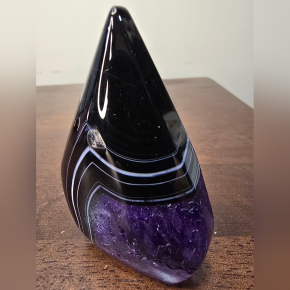 Purple and Black Agate Crystal Teardrop Freeform - Picture 7 of 12